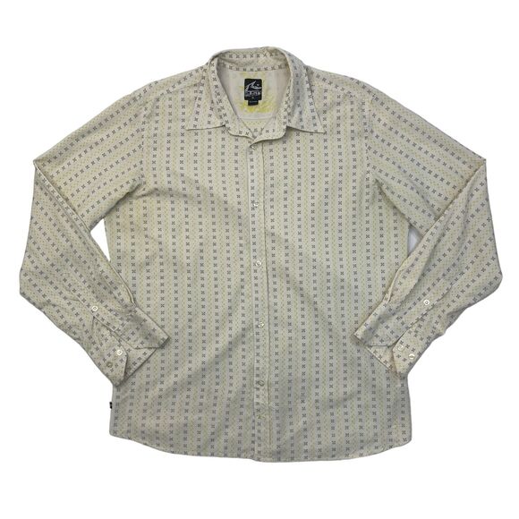 RUSTY Shirt Men XL Extra Large Maze Button Up Patterned Long Sleeve Cotton Blend - Picture 1 of 9